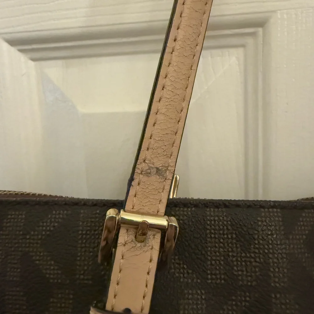 Michael Kors Brown Signature Tote with Leather Accents